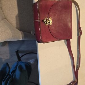 Elegant Red Leather Crossbody Bag